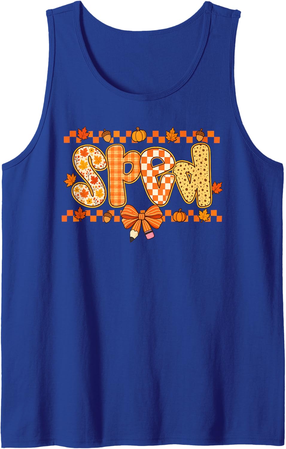SPED Teacher Coquette Bow Fall Autumn Special Education Life Sleeveless Tank Top - Royal Blue