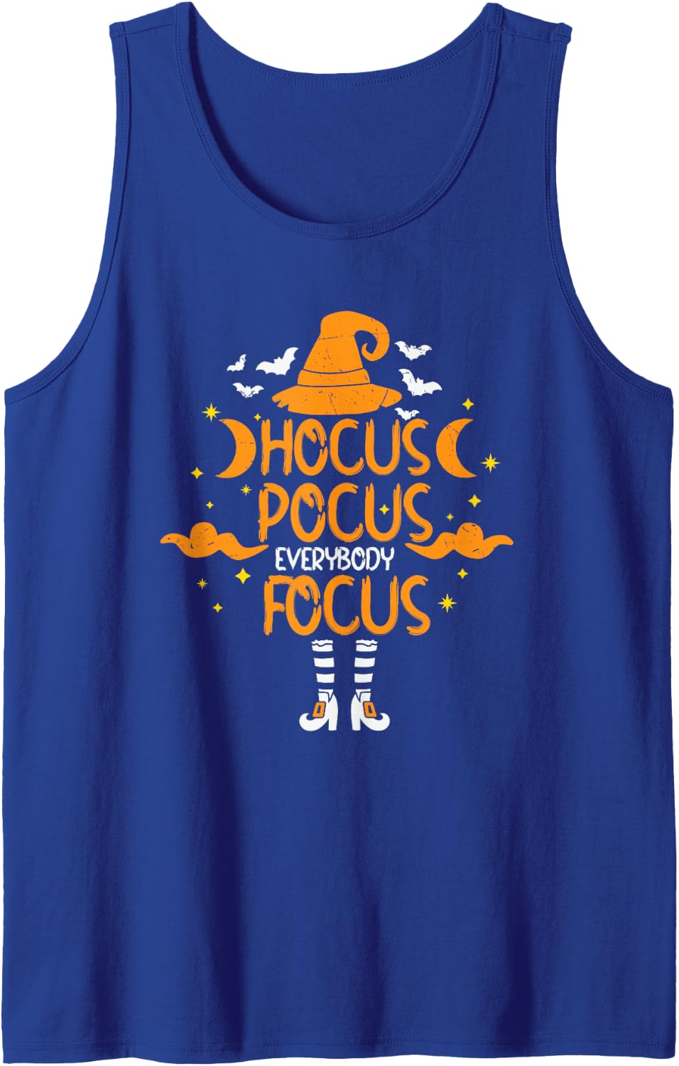 Hocus Pocus Everybody Focus Teacher Witch Hat Halloween Sleeveless Tank Top - Royal Blue