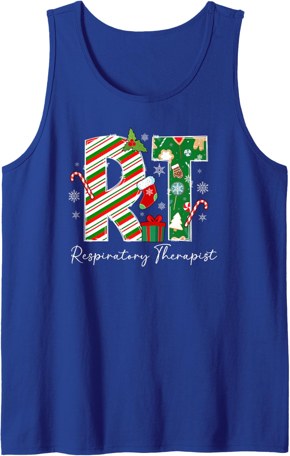 RT Christmas Respiratory Therapist Xmas Respiratory Therapy Sleeveless Tank Top - Royal Blue
