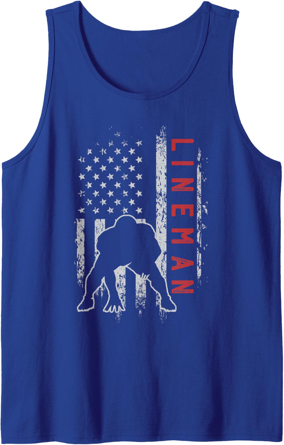 Offensive Lineman American Football Player us Flag Men Women Sleeveless Tank Top - Royal Blue