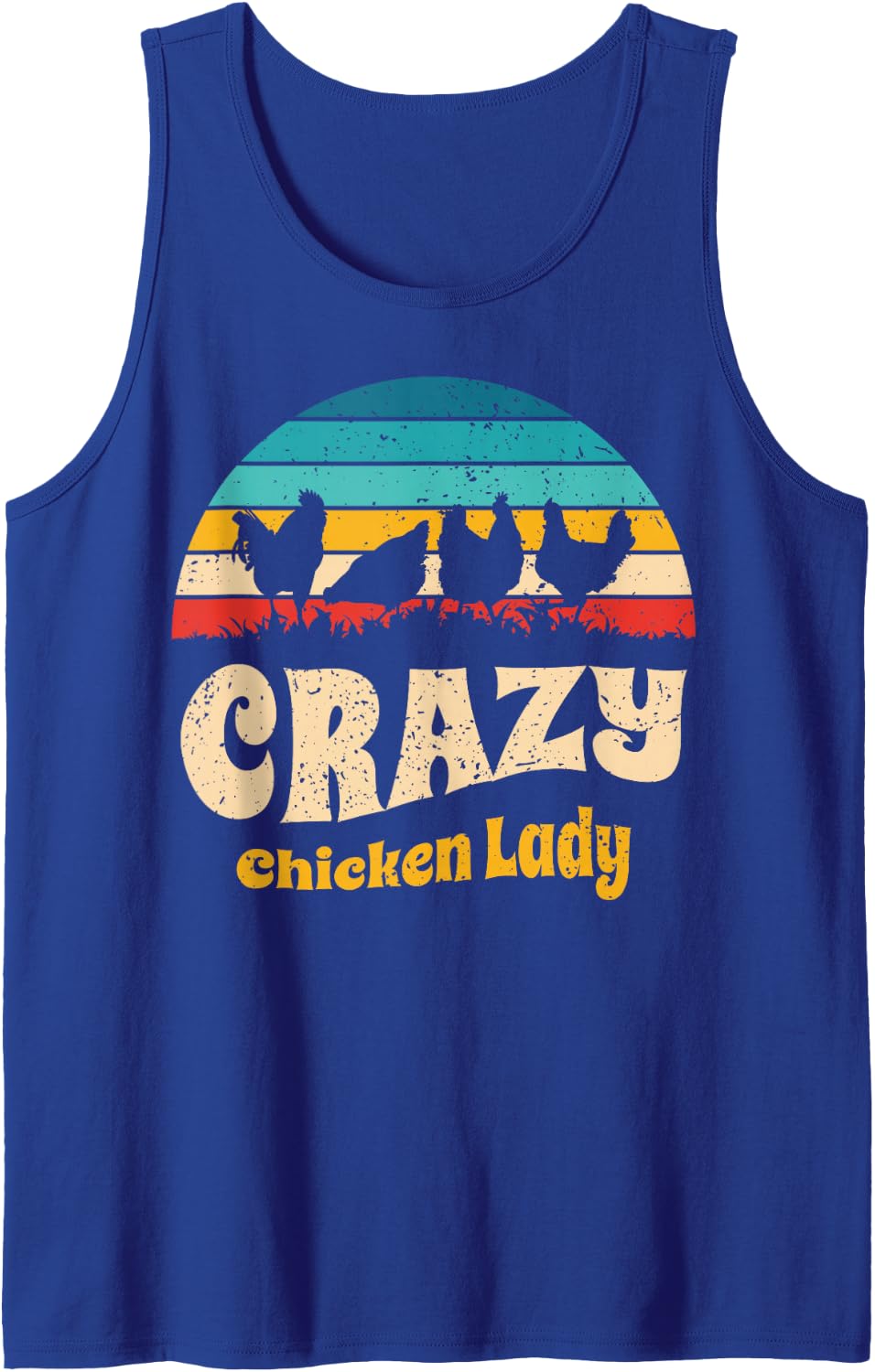 Crazy Chicken Lady Vintage Sunset Lover Sleeveless Tank Top - Royal Blue