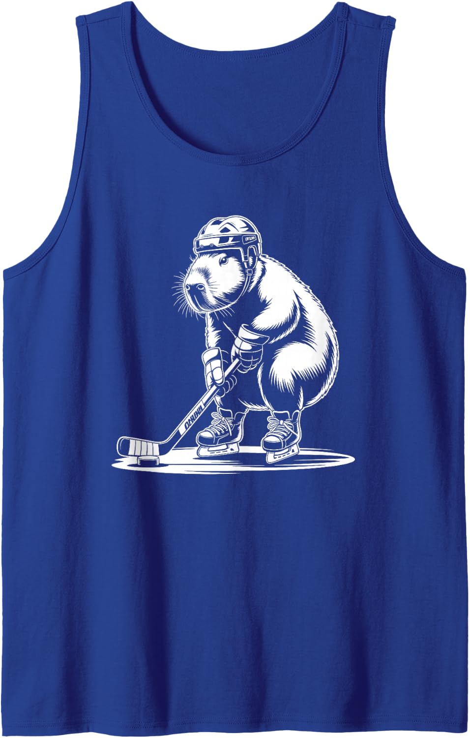 Funny Capybara Playing Ice Hockey Design for Men Kids Boys Sleeveless Tank Top - Royal Blue