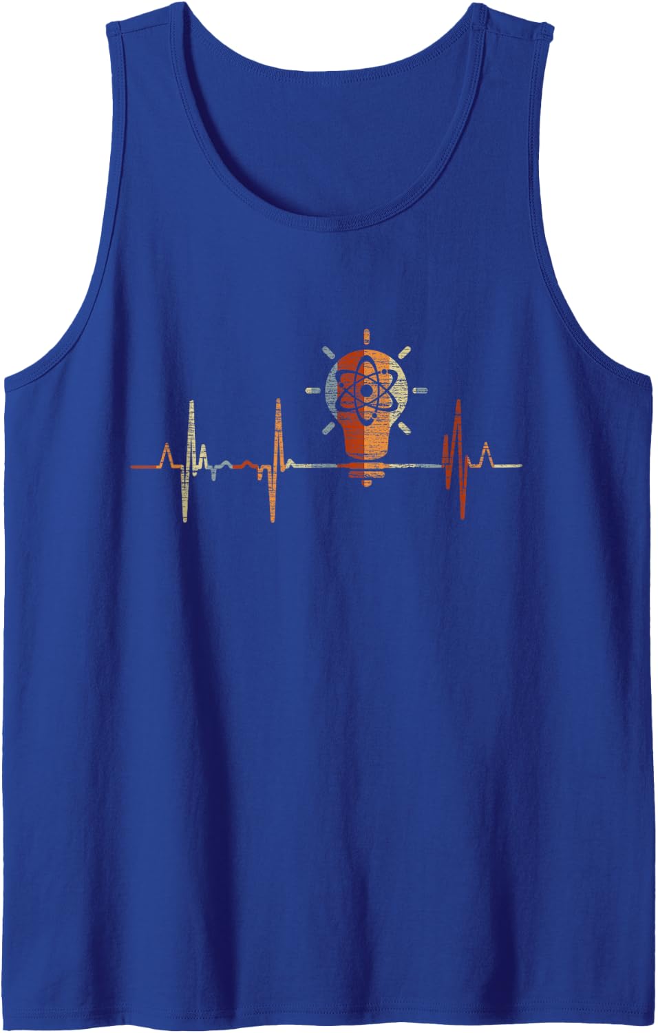 Physics Heartbeat Vintage ECG Cardiogram Retro Sleeveless Tank Top - Royal Blue