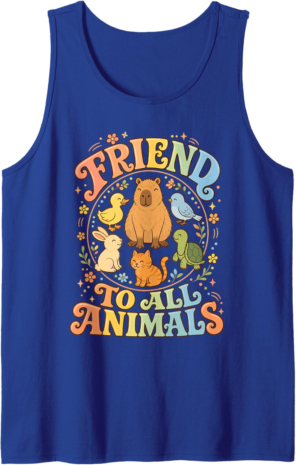 Friend to All Animals Capybara Cute Sleeveless Tank Top - Royal Blue