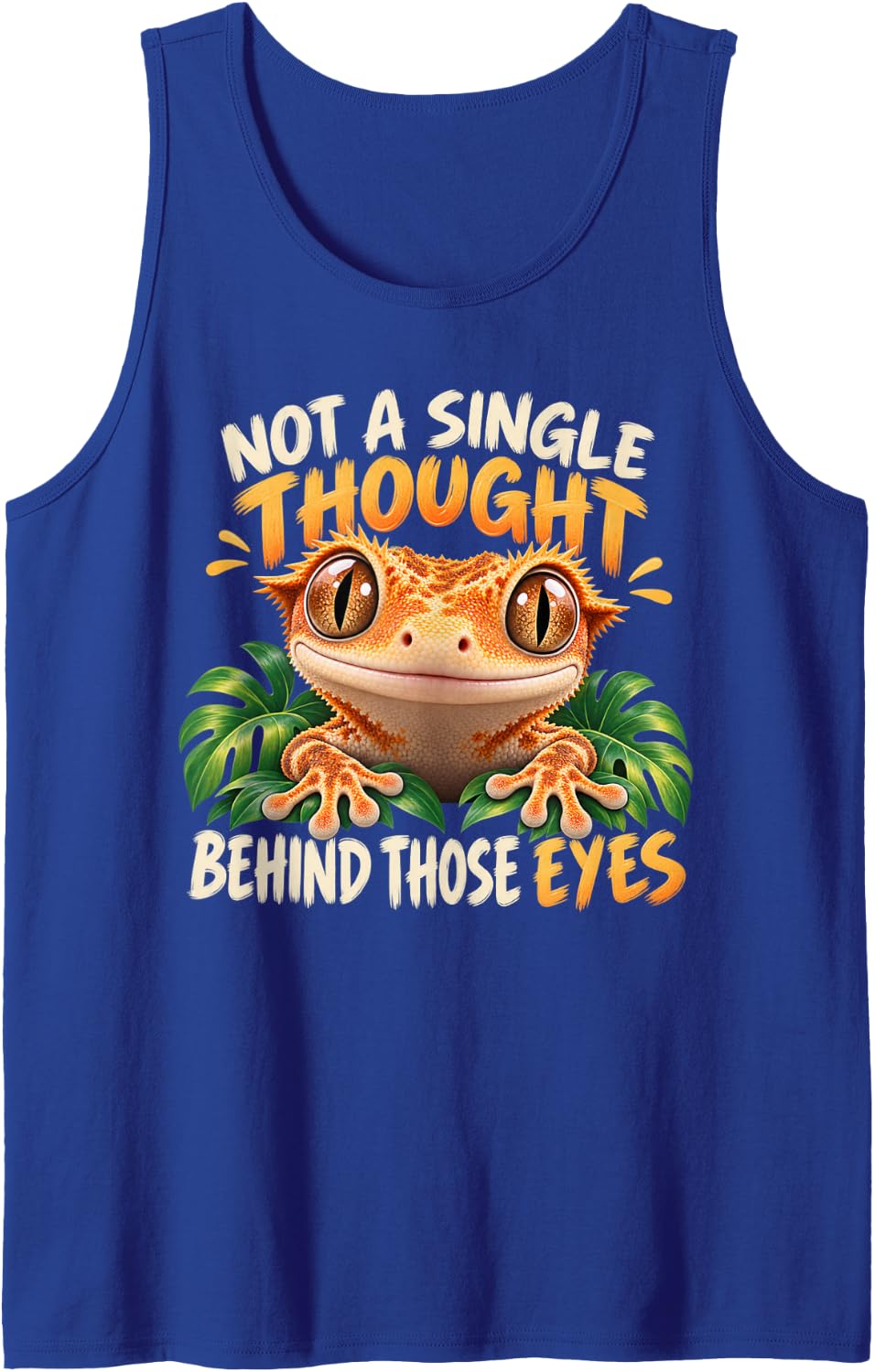 Not A Single Thought Crested Gecko Funny Reptile Sleeveless Tank Top - Royal Blue