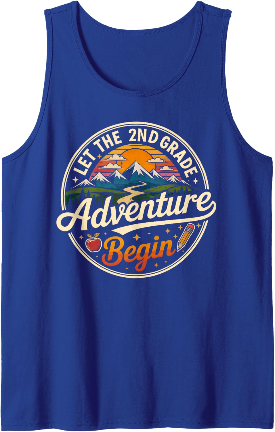 Back to School Let 2nd Second Grade Adventure Begin Kids Tank Top - Royal Blue