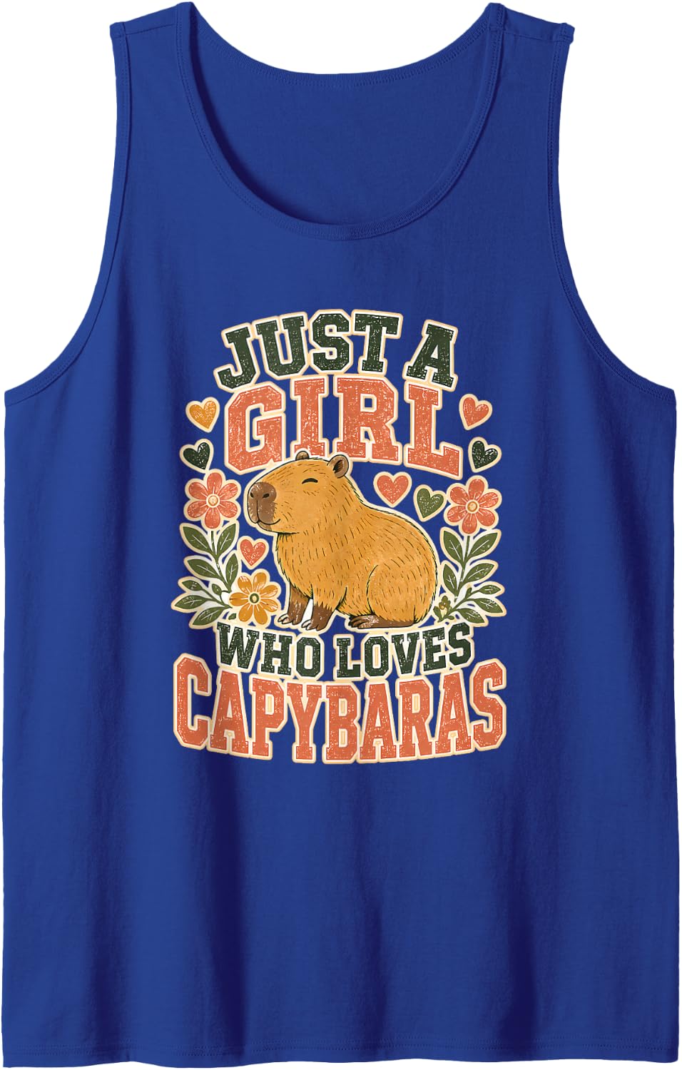 Just a Girl Who Loves Capybaras Funny Capybara Cute Capybara Sleeveless Tank Top - Royal Blue