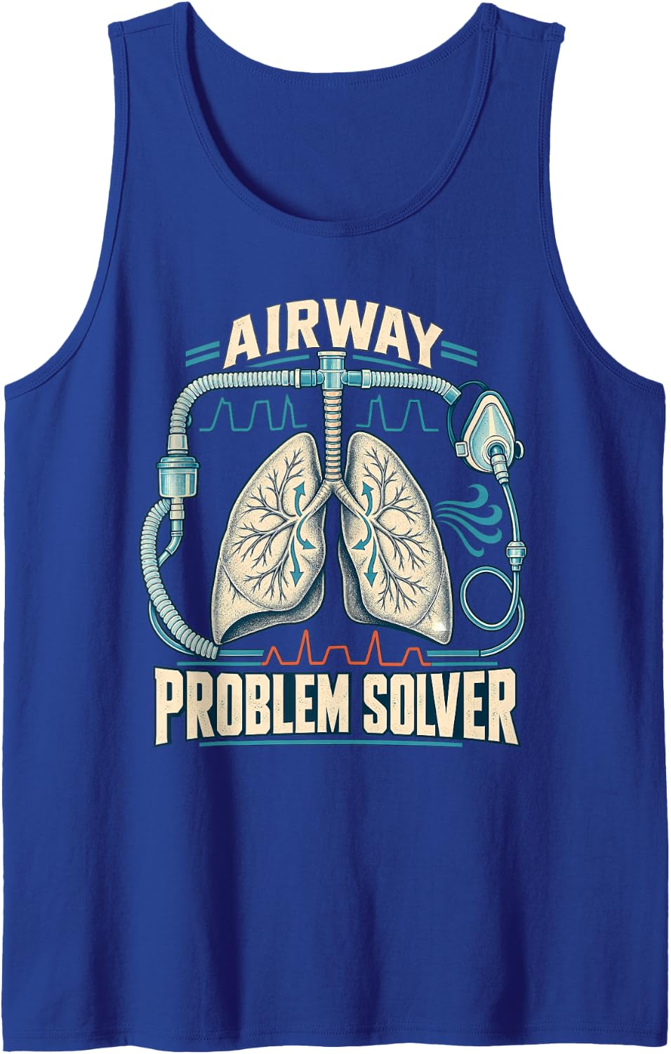 Airway Problem Solver Respiratory Therapist Lungs Sleeveless Tank Top - Royal Blue