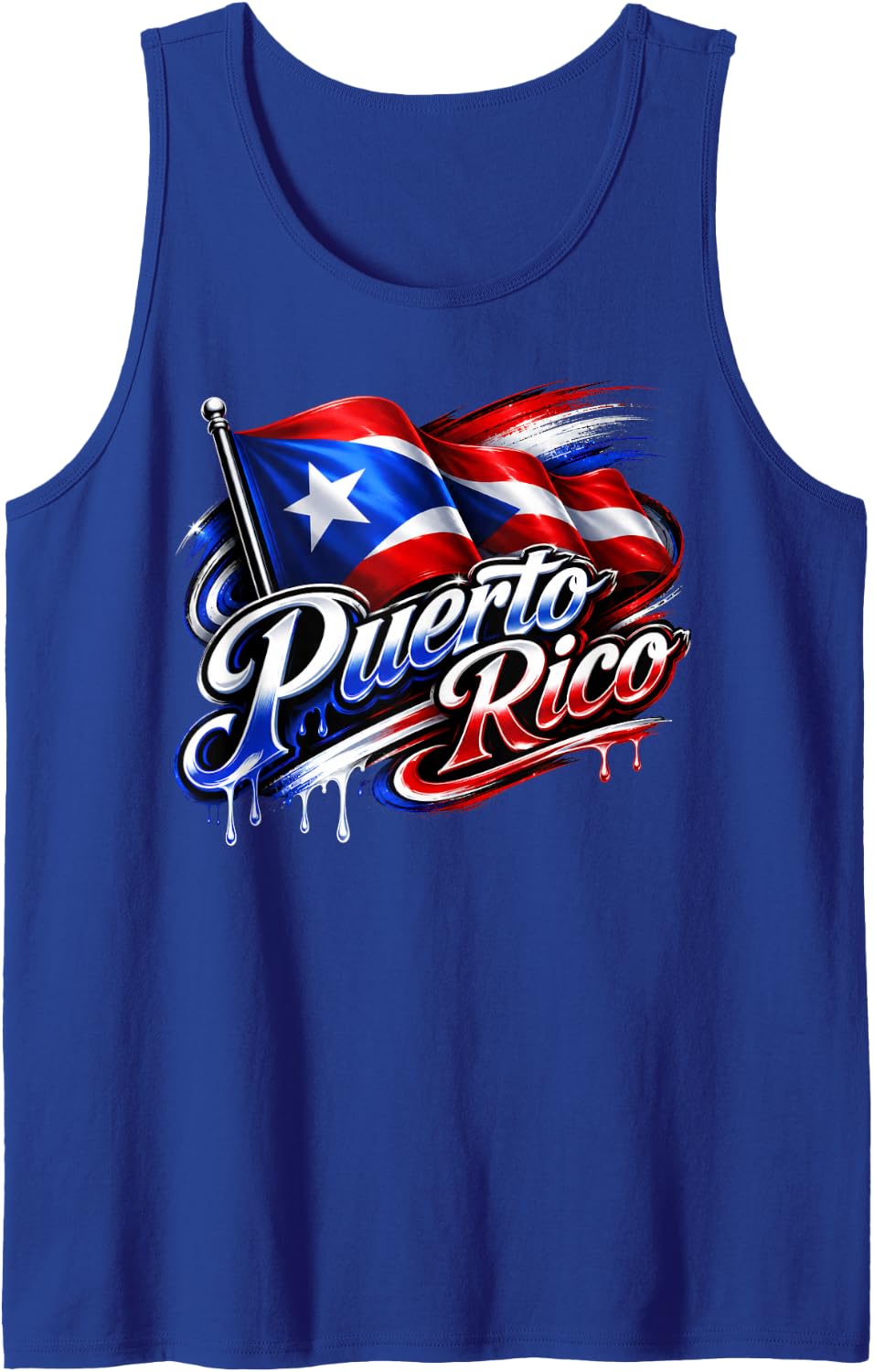 Vintage Puerto Rico Flag Boricua Pride Hispanic Heritage Sleeveless Tank Top - Royal Blue