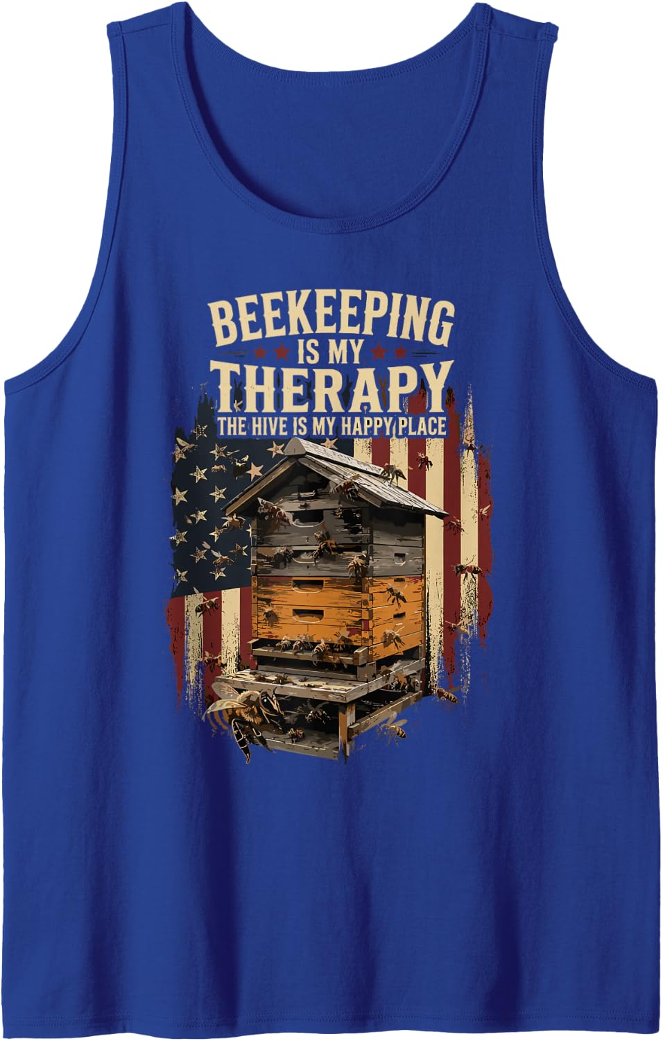 USA Beekeeping American Flag Bees Beekeeper Sleeveless Tank Top - Royal Blue