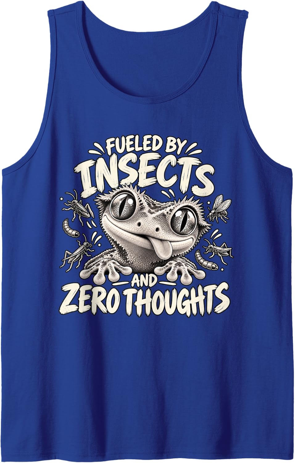 Fueled By Insects and Zero Thoughts Crested Gecko Reptile Sleeveless Tank Top - Royal Blue