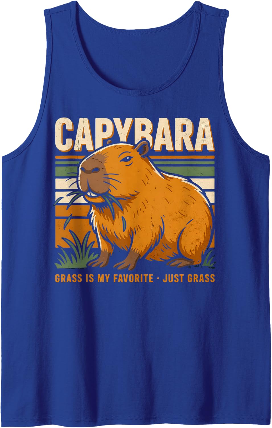 Capybara Grass is My Favorite Just Grass Sleeveless Tank Top - Royal Blue