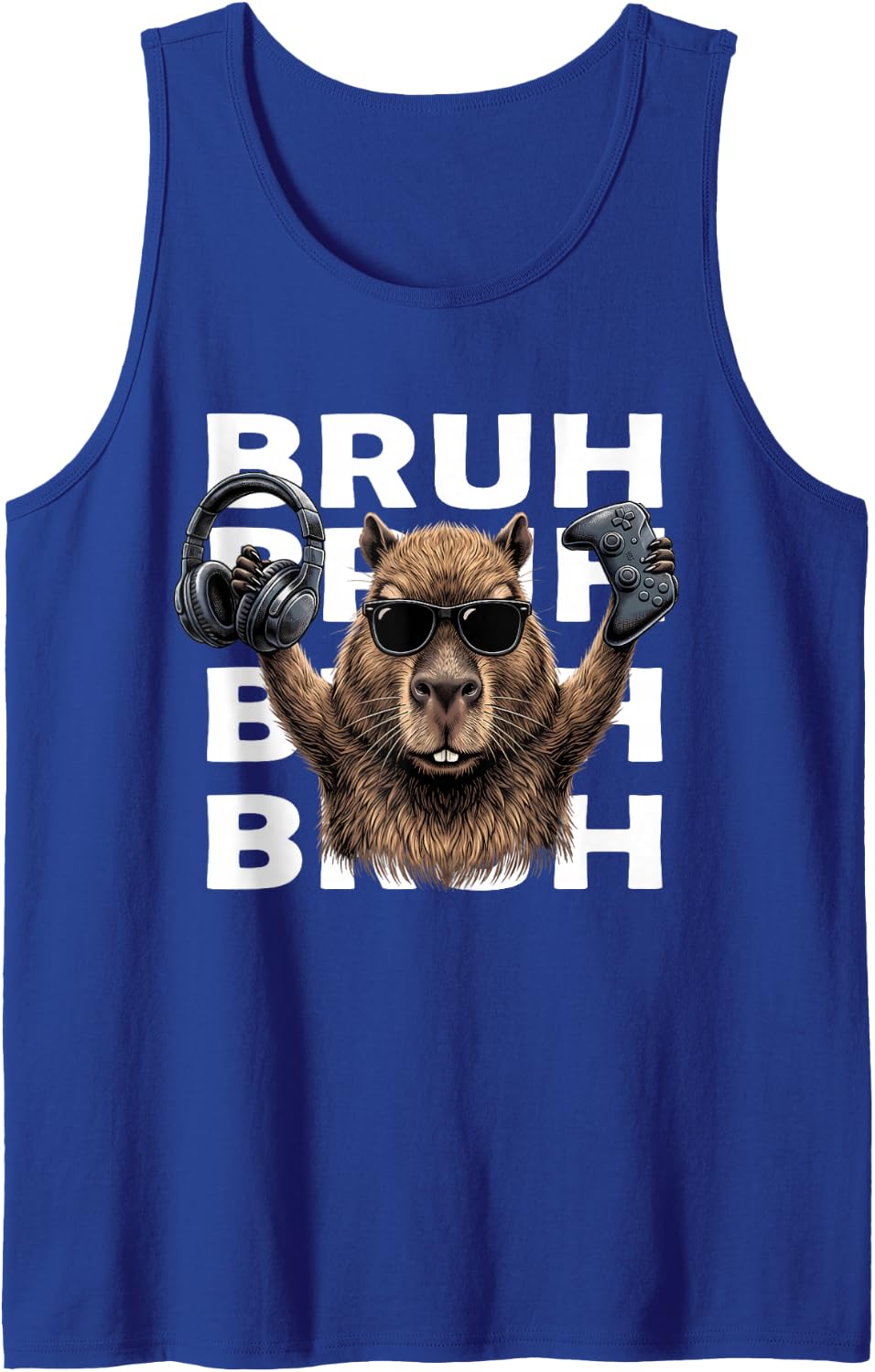 Funny Bruh Capybara Gamer Gaming Video Games Boys Kids Sleeveless Tank Top - Royal Blue