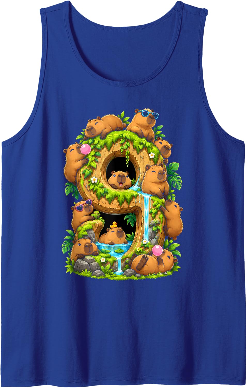 Capybara 9th Birthday Cappy Birthday Funny Capybara Lover Sleeveless Tank Top - Royal Blue