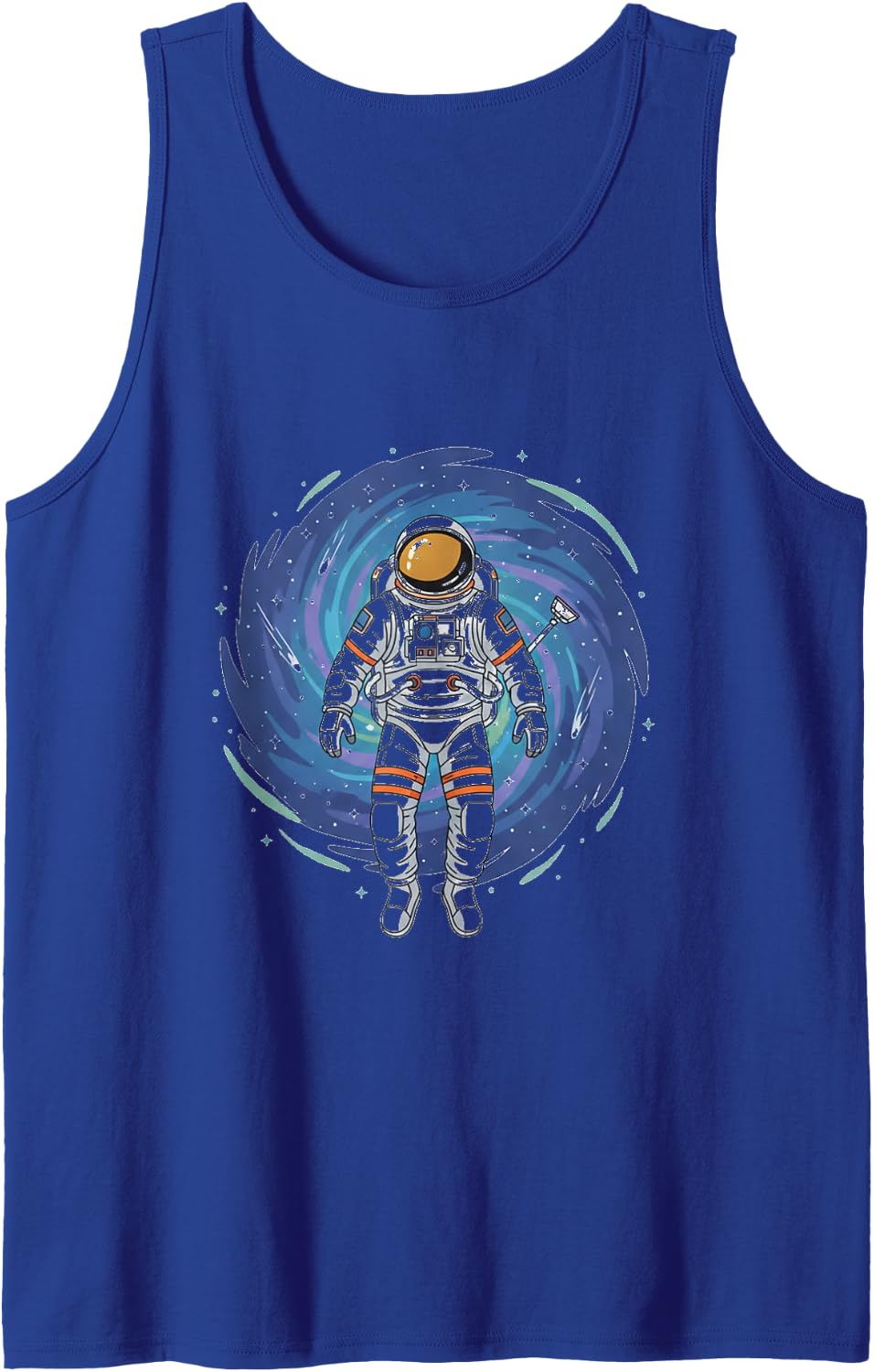 Astronaut Spacewalk Celestial Galaxy Art Graphic Sleeveless Tank Top - Royal Blue