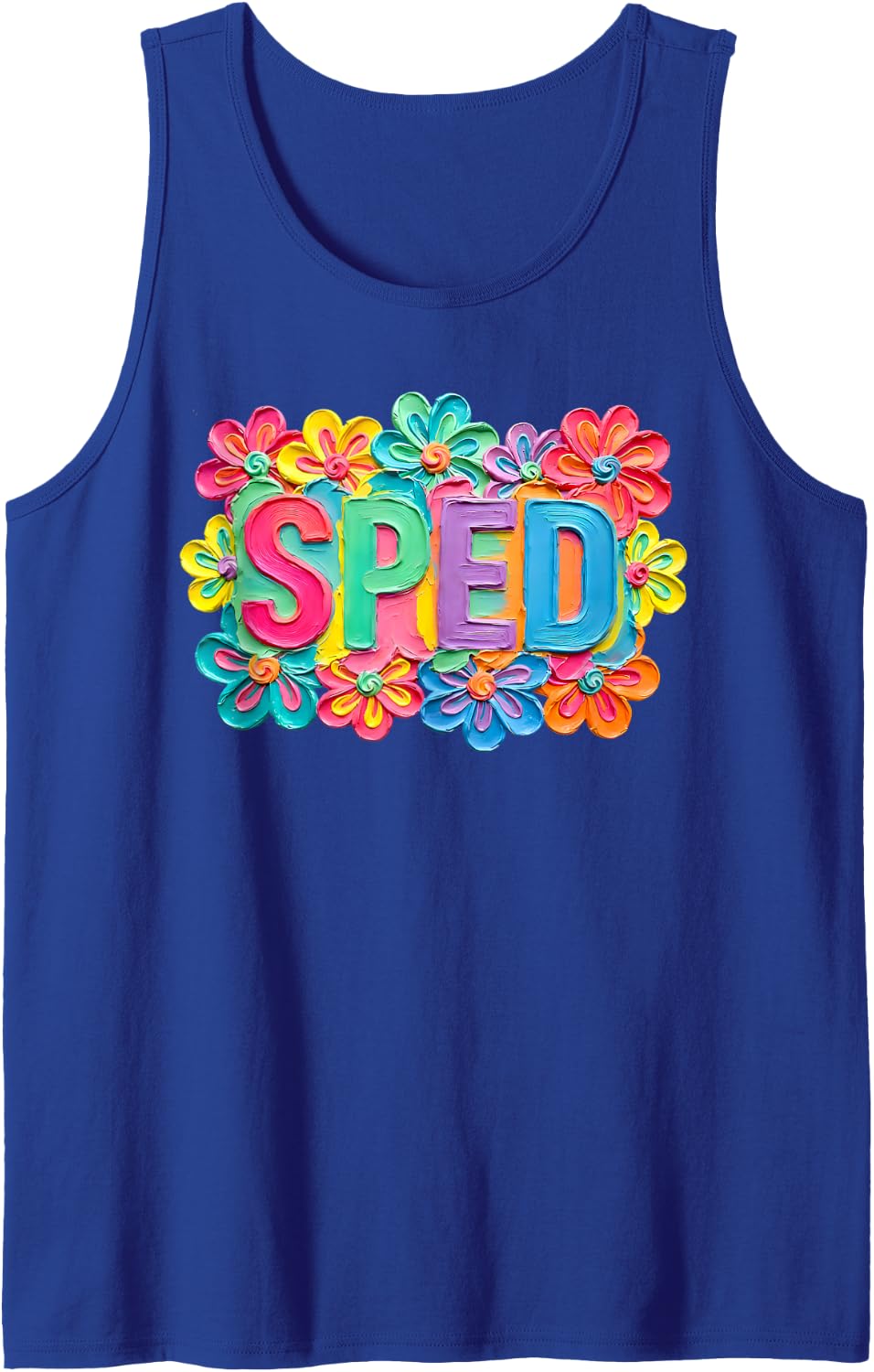 SPED Teacher Flower Happy First Day of School Back to School Tank Top - Royal Blue