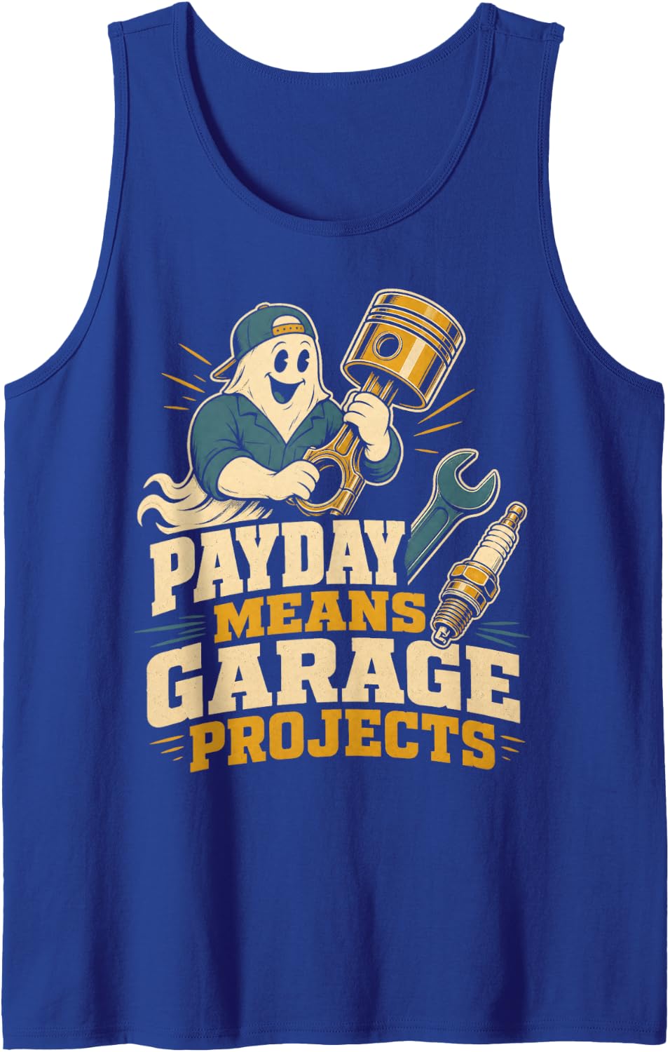 Payday Means Garage Projects Mechanic Auto Repair Sleeveless Tank Top - Royal Blue