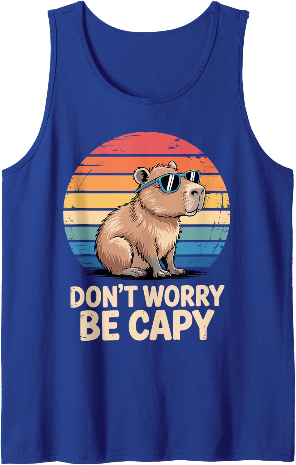 Funny Capybara Art for Men Women Kids Capy Rodent Capybara Sleeveless Tank Top - Royal Blue