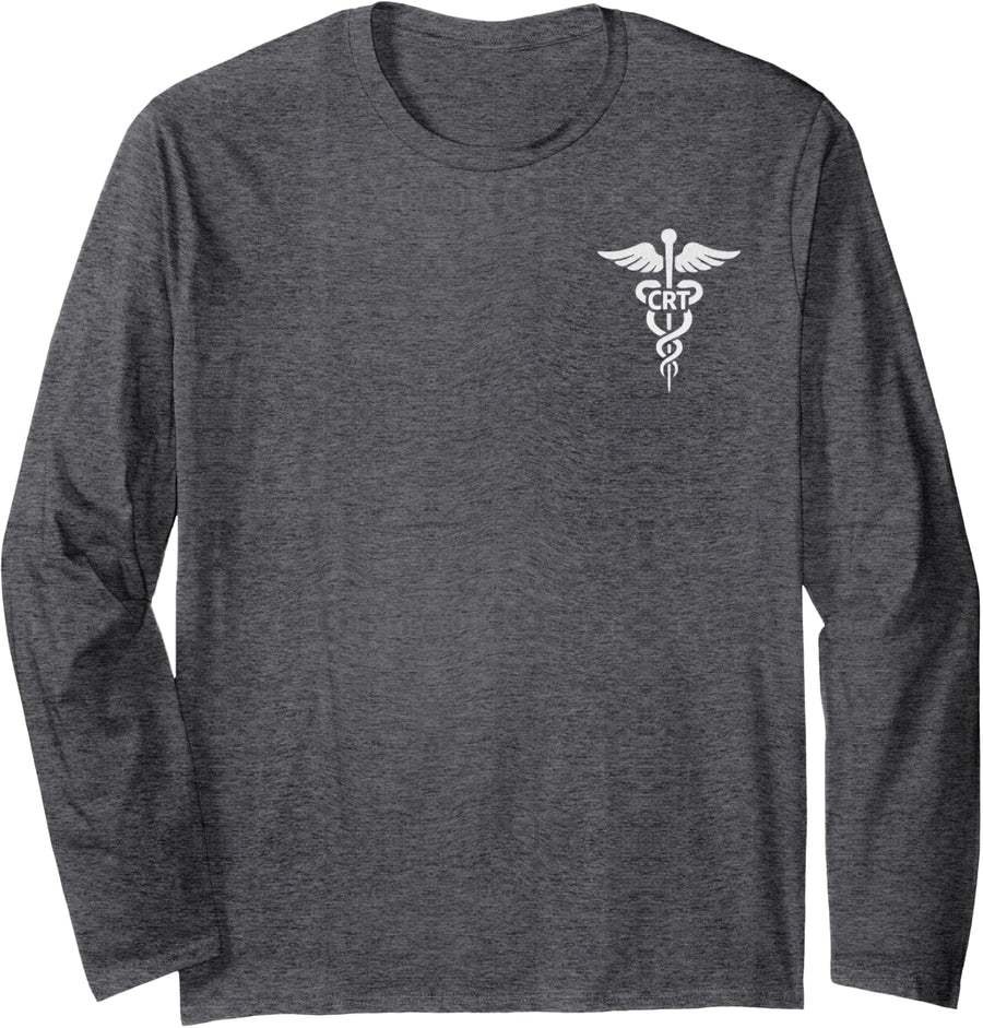 Certified Respiratory Therapist CRT Medical Symbol Long Sleeve T-Shirt - Adult Unisex Dark Heather Grey