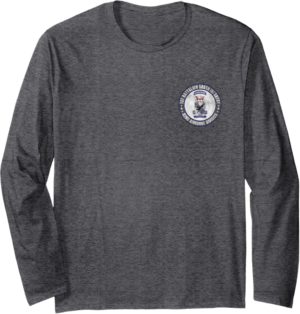 1st Battalion 505th Infantry 82nd Airborne Division Veteran Long Sleeve T-Shirt - Adult Unisex Dark Heather Grey