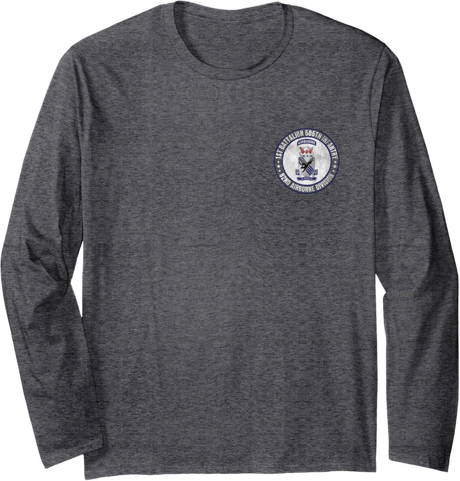 1st Battalion 505th Infantry 82nd Airborne Division Veteran Long Sleeve T-Shirt - Adult Unisex Dark Heather Grey