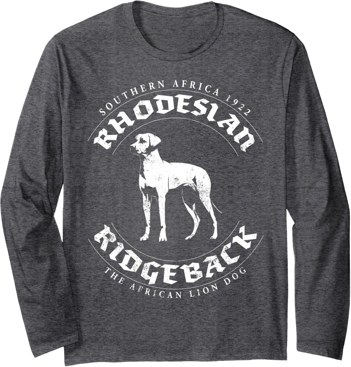 Rhodesian Ridgeback African Lion Dog Logo Long Sleeve T-Shirt - Adult Unisex Dark Heather Grey