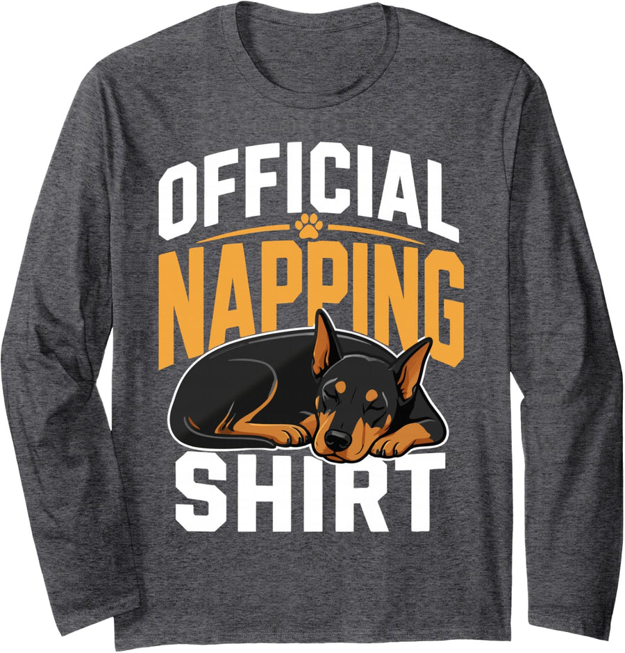 Cute Doberman Mom Dad Doberman Pinscher Lover Long Sleeve T-Shirt - Adult Unisex Dark Heather Grey