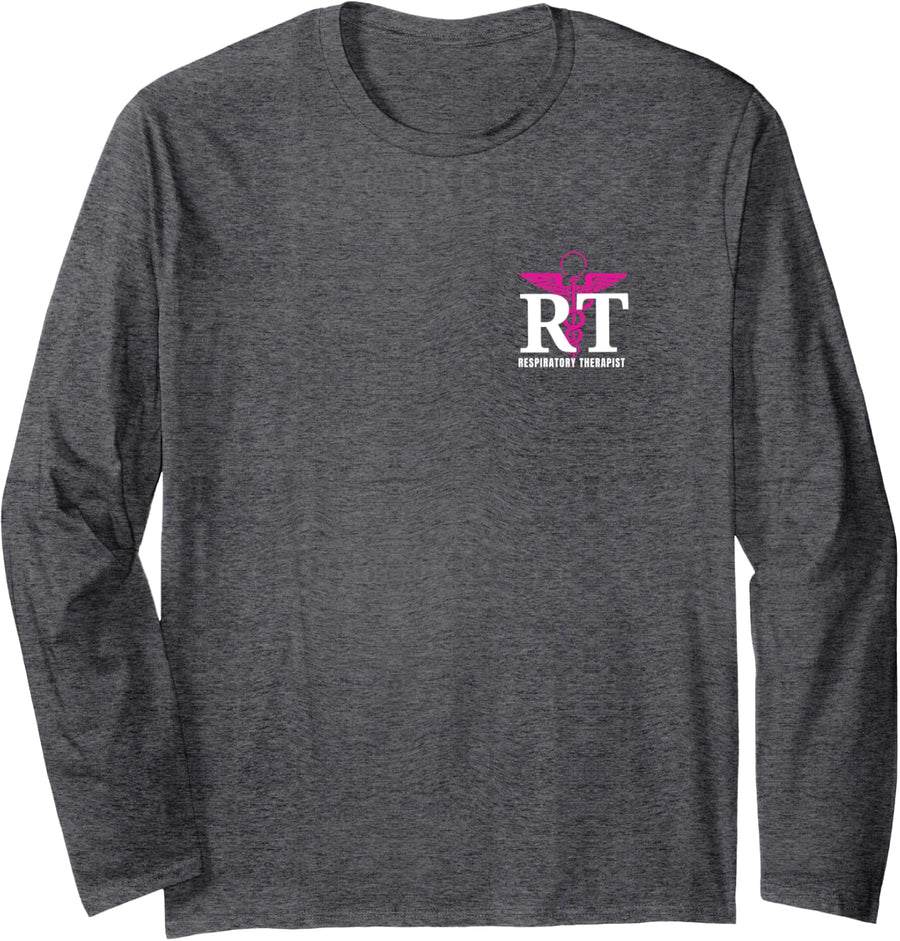 Respiratory Therapist Design Long Sleeve T-Shirt - Adult Unisex Dark Heather Grey
