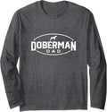 Doberman Pinscher Dog Dad Silhouette Fur Dog Papa Dog Lover Long Sleeve T-Shirt - Adult Unisex Dark Heather Grey