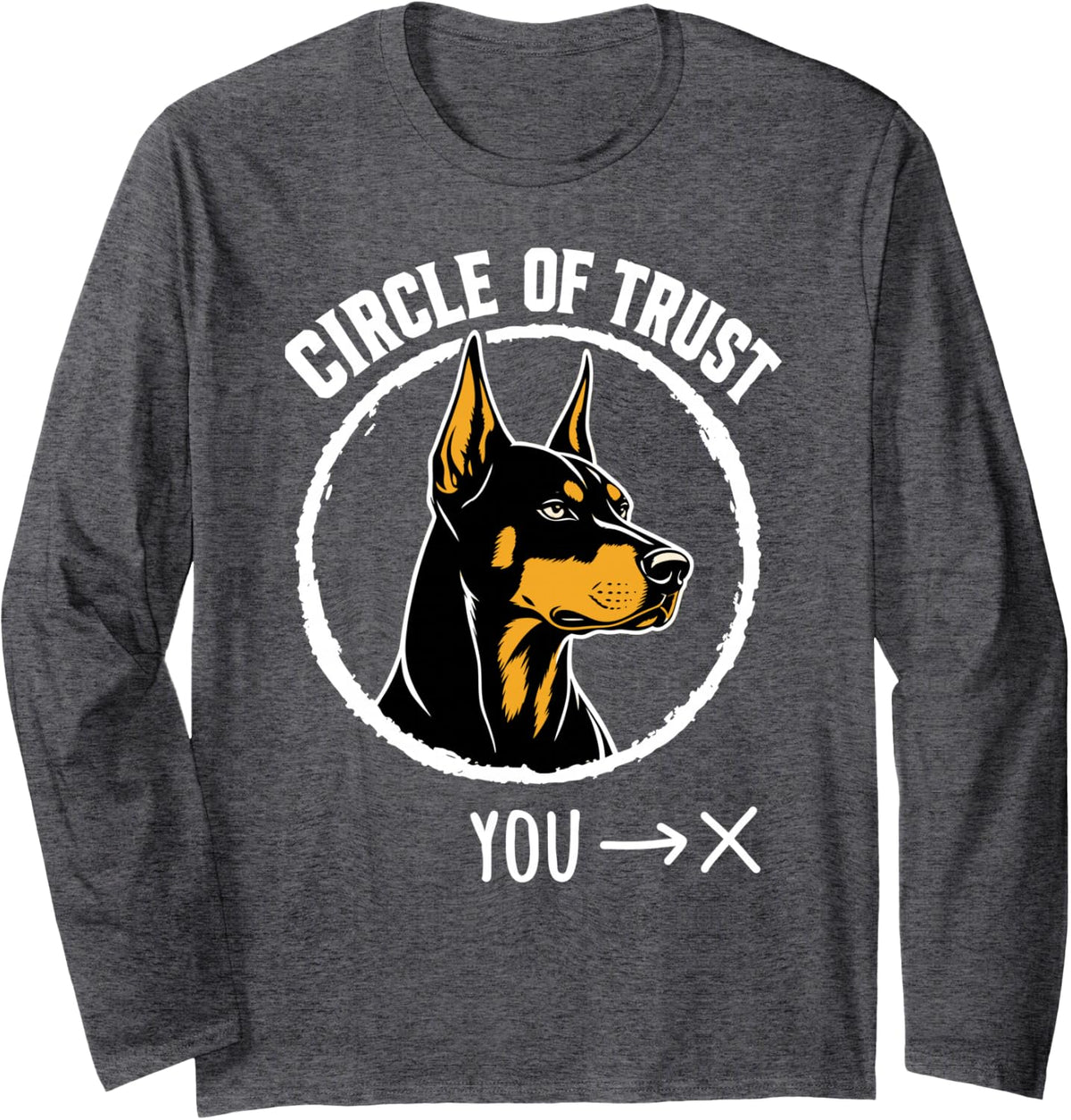 Funny Doberman Mom Dad Doberman Pinscher Owner Long Sleeve T-Shirt - Adult Unisex Dark Heather Grey