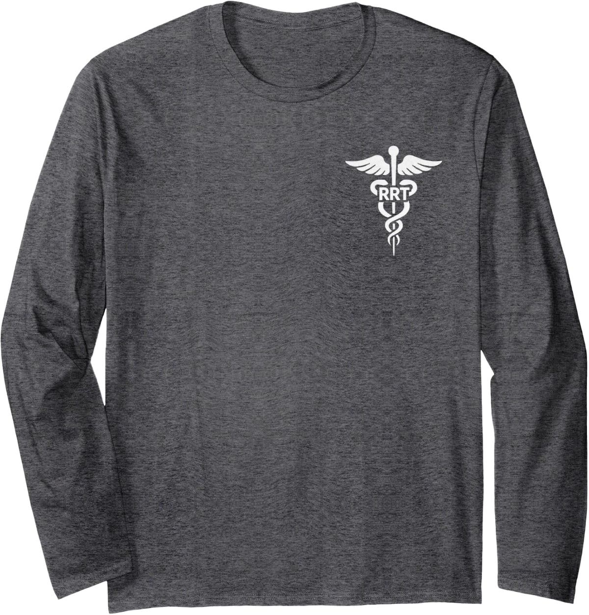 RRT Respiratory Therapy Medical Symbol Long Sleeve T-Shirt - Adult Unisex Dark Heather Grey