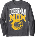 Doberman Mom Doberman Pinscher Lover Long Sleeve T-Shirt - Adult Unisex Dark Heather Grey