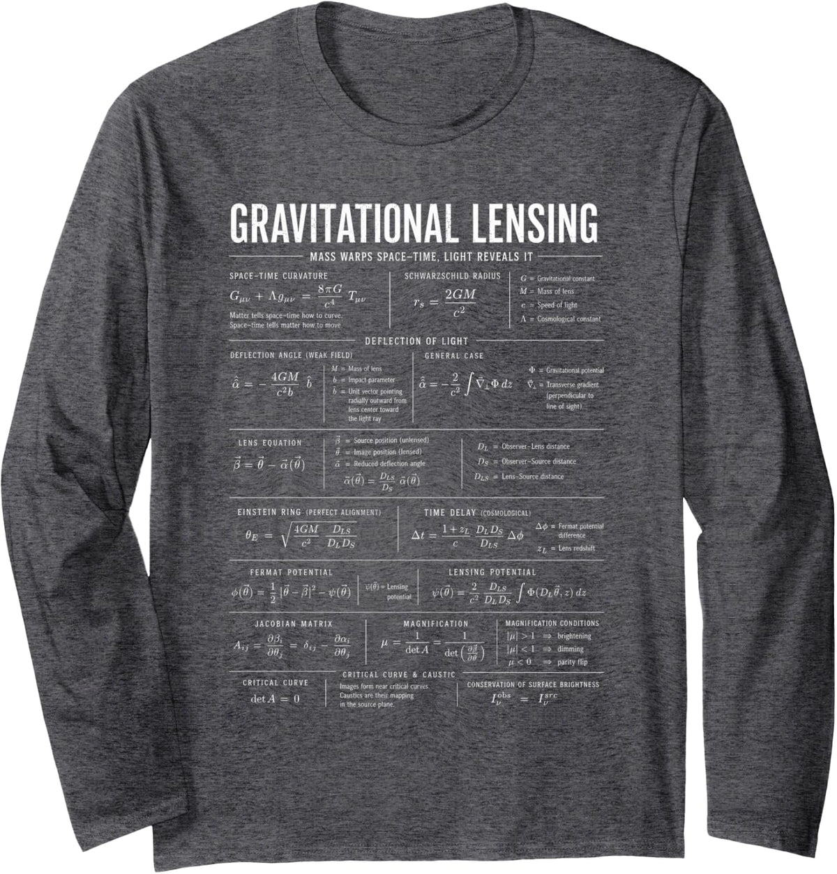 Gravitational Lensing Astrophysics General Relativity Long Sleeve T-Shirt - Adult Unisex Dark Heather Grey