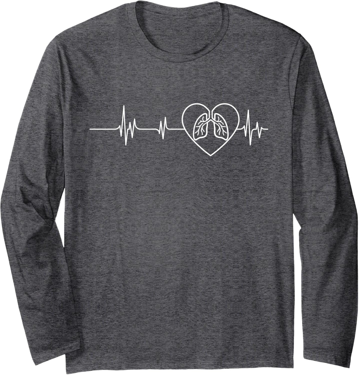 Respiratory Therapy Heartbeat - Lungs Respiratory Therapist Long Sleeve T-Shirt - Adult Unisex Dark Heather Grey