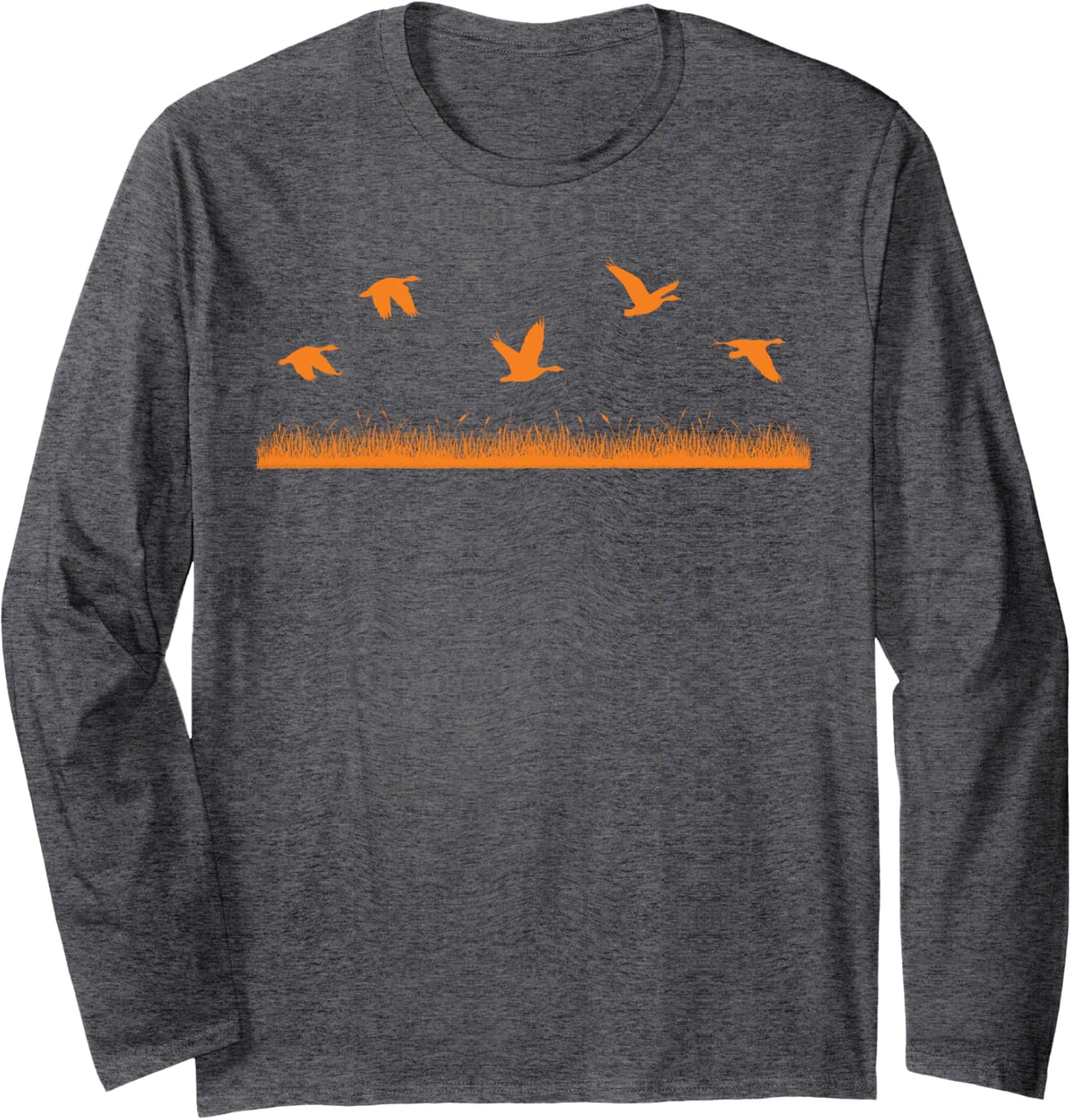 Minimal Goose Hunting for Geese Hunters Long Sleeve T-Shirt - Adult Unisex Dark Heather Grey