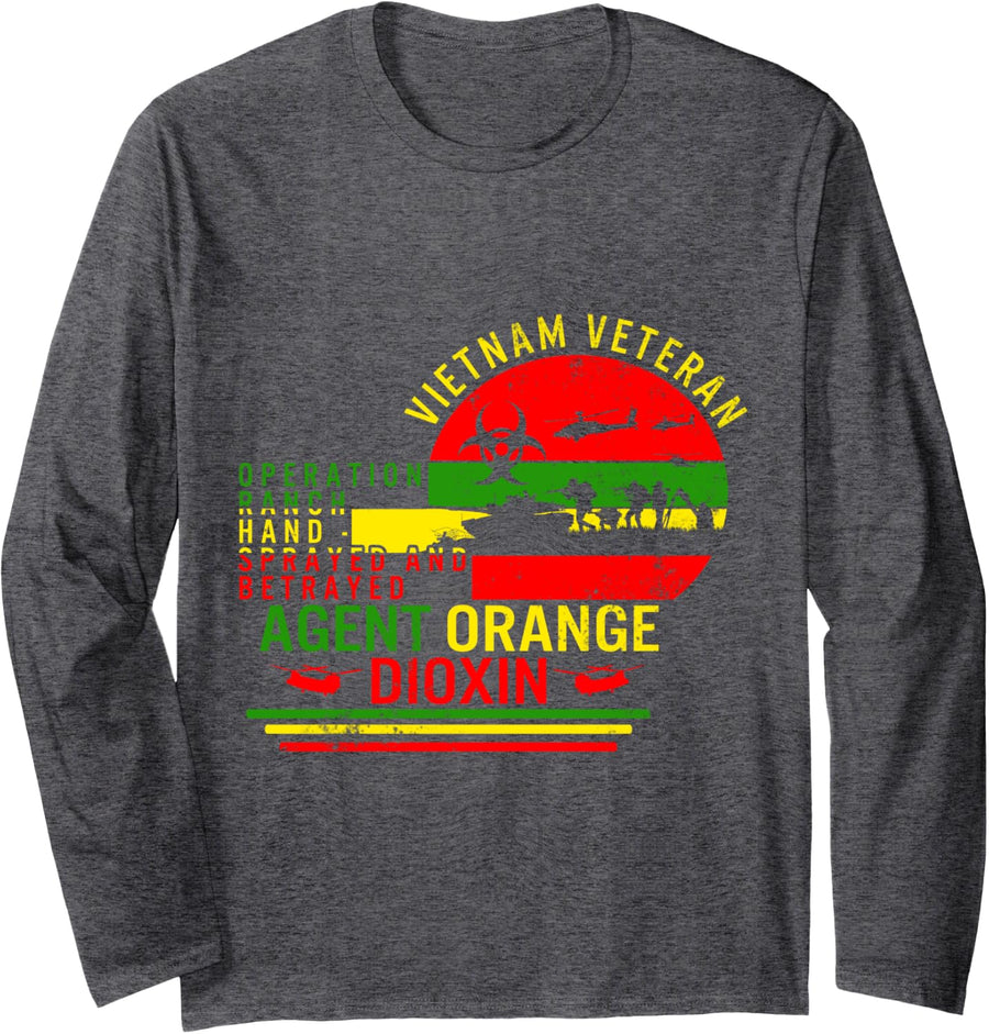 Vietnam Veteran And Orange Agent Survivor Veterans Day Men Long Sleeve T-Shirt - Adult Unisex Dark Heather Grey
