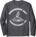 Groundhog Day Party Ground Hog Shadow Long Sleeve T-Shirt - Adult Unisex Dark Heather Grey
