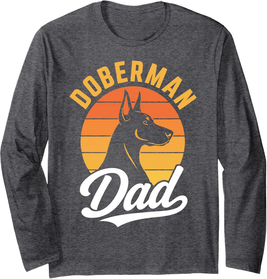 Doberman Dad Doberman Pinscher Long Sleeve T-Shirt - Adult Unisex Dark Heather Grey