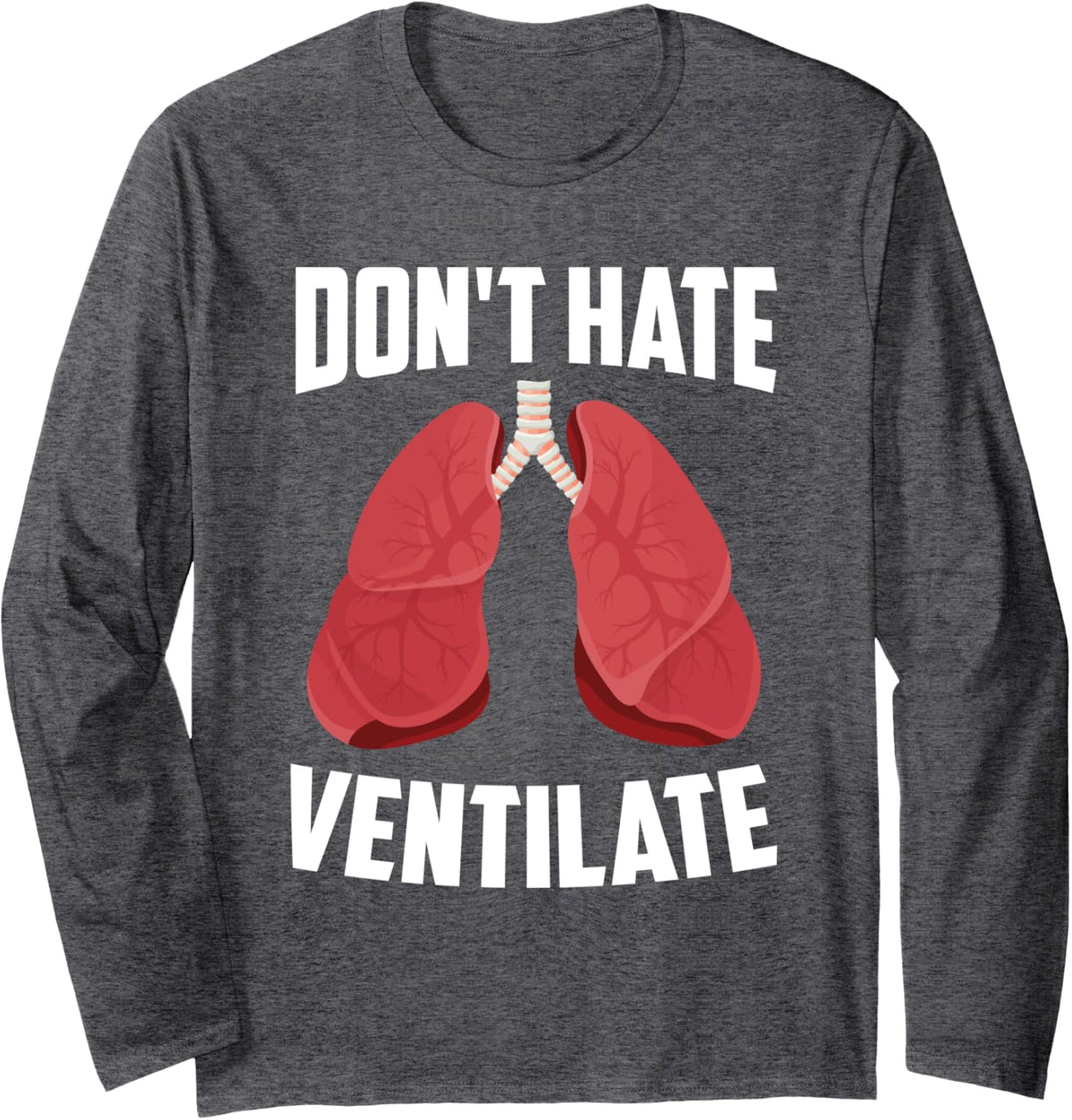 RT Nurse Therapy Respiratory Therapist Long Sleeve T-Shirt - Adult Unisex Dark Heather Grey