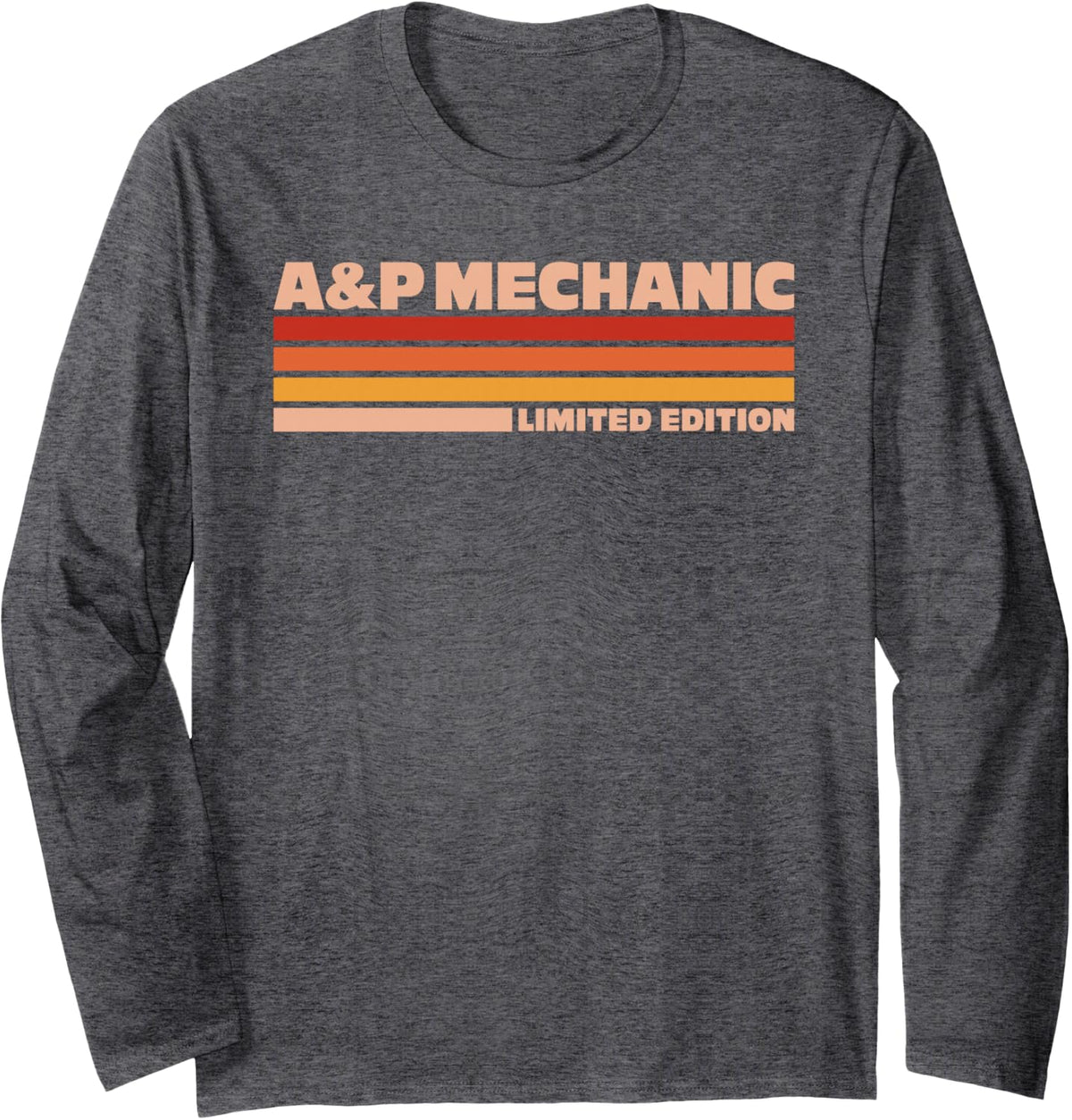 A&P Mechanic Retro Sunrise Long Sleeve T-Shirt - Adult Unisex Dark Heather Grey