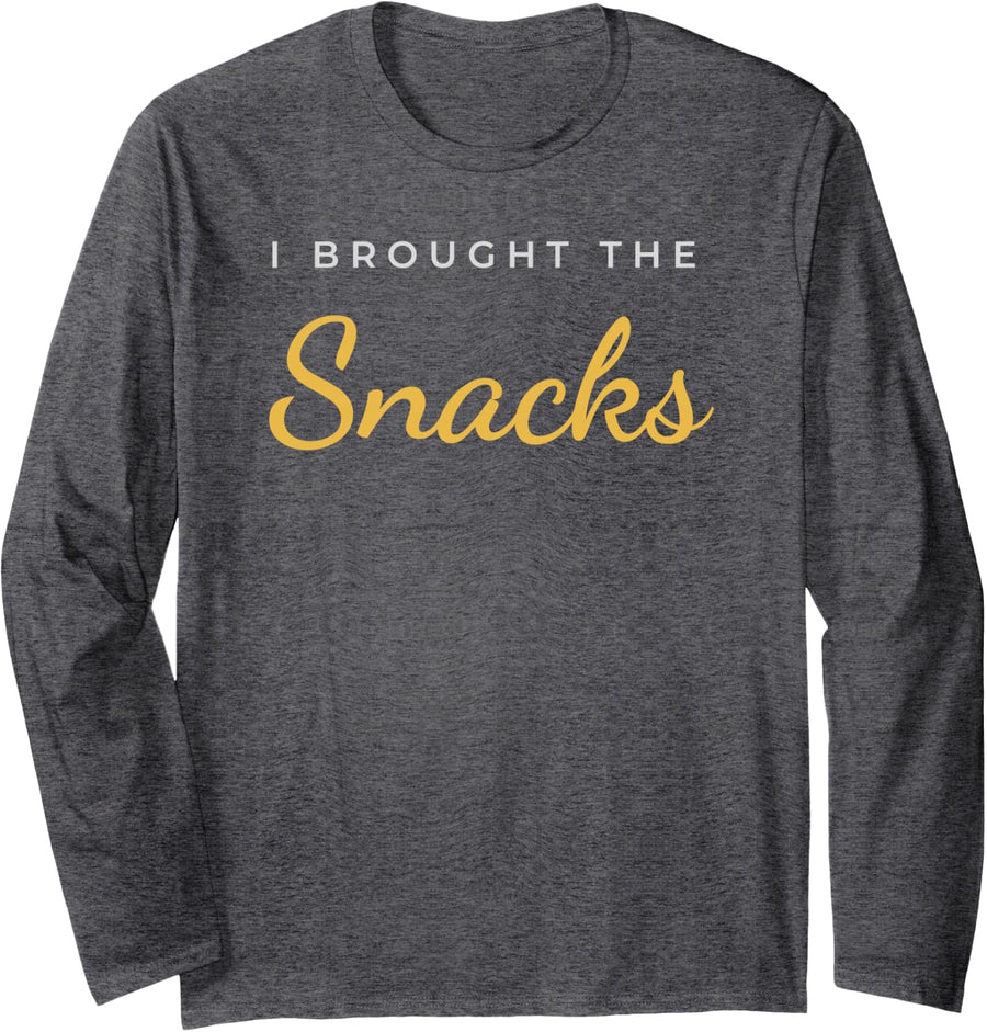 I Brought the Snacks Funny Christmas Party Friendsmas Long Sleeve T-Shirt - Adult Unisex Dark Heather Grey