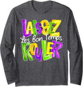 Laissez Les Bon Temps Rouler Mardi Gras Beads Fleur De Lis Long Sleeve T-Shirt - Adult Unisex Dark Heather Grey