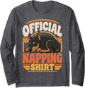 Doberman Owner Sleeping Doberman Pinscher Long Sleeve T-Shirt - Adult Unisex Dark Heather Grey