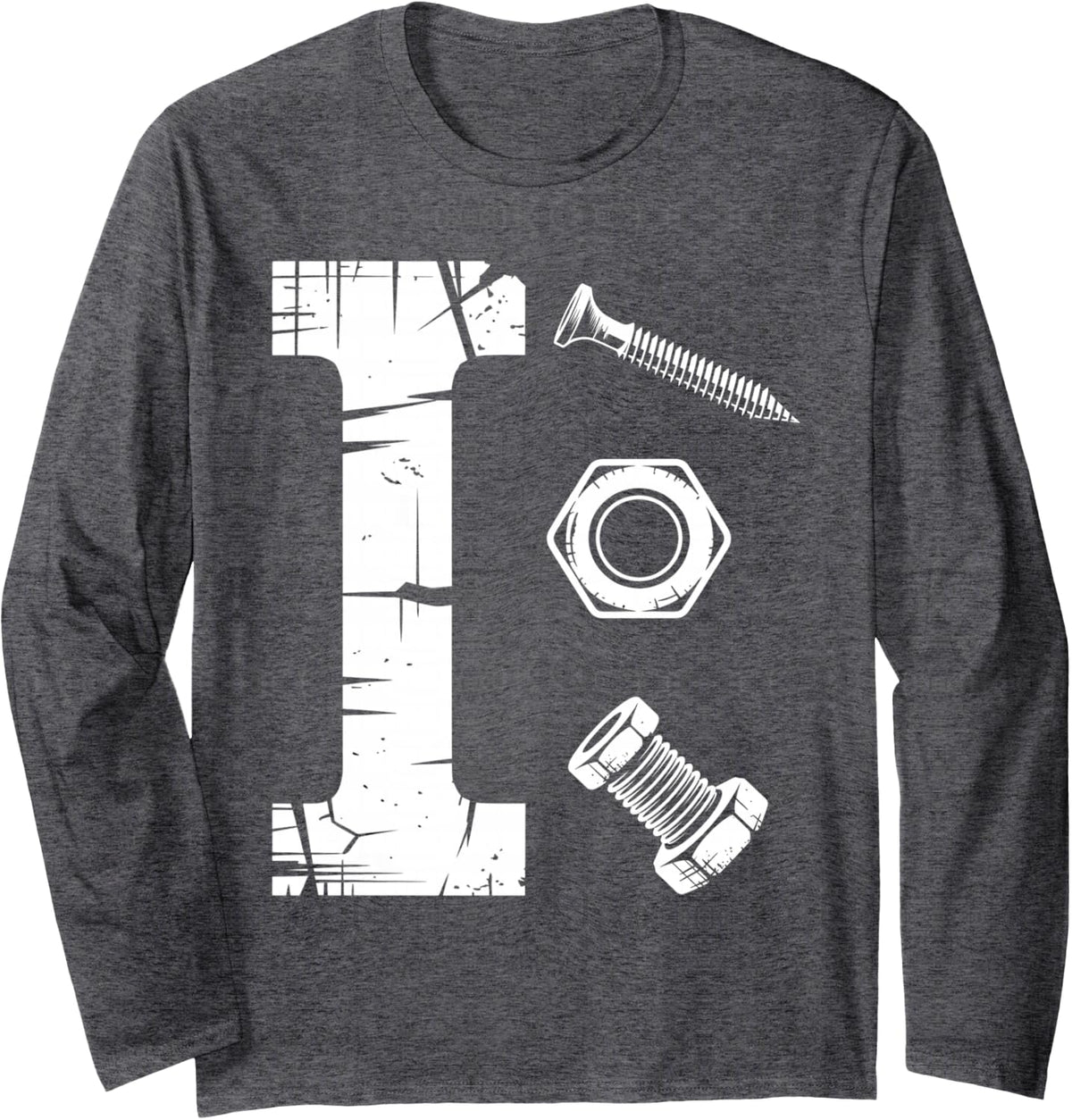Proud Car Auto Mechanic Technician Mens I Screw I Nut I Bolt Long Sleeve T-Shirt - Adult Unisex Dark Heather Grey