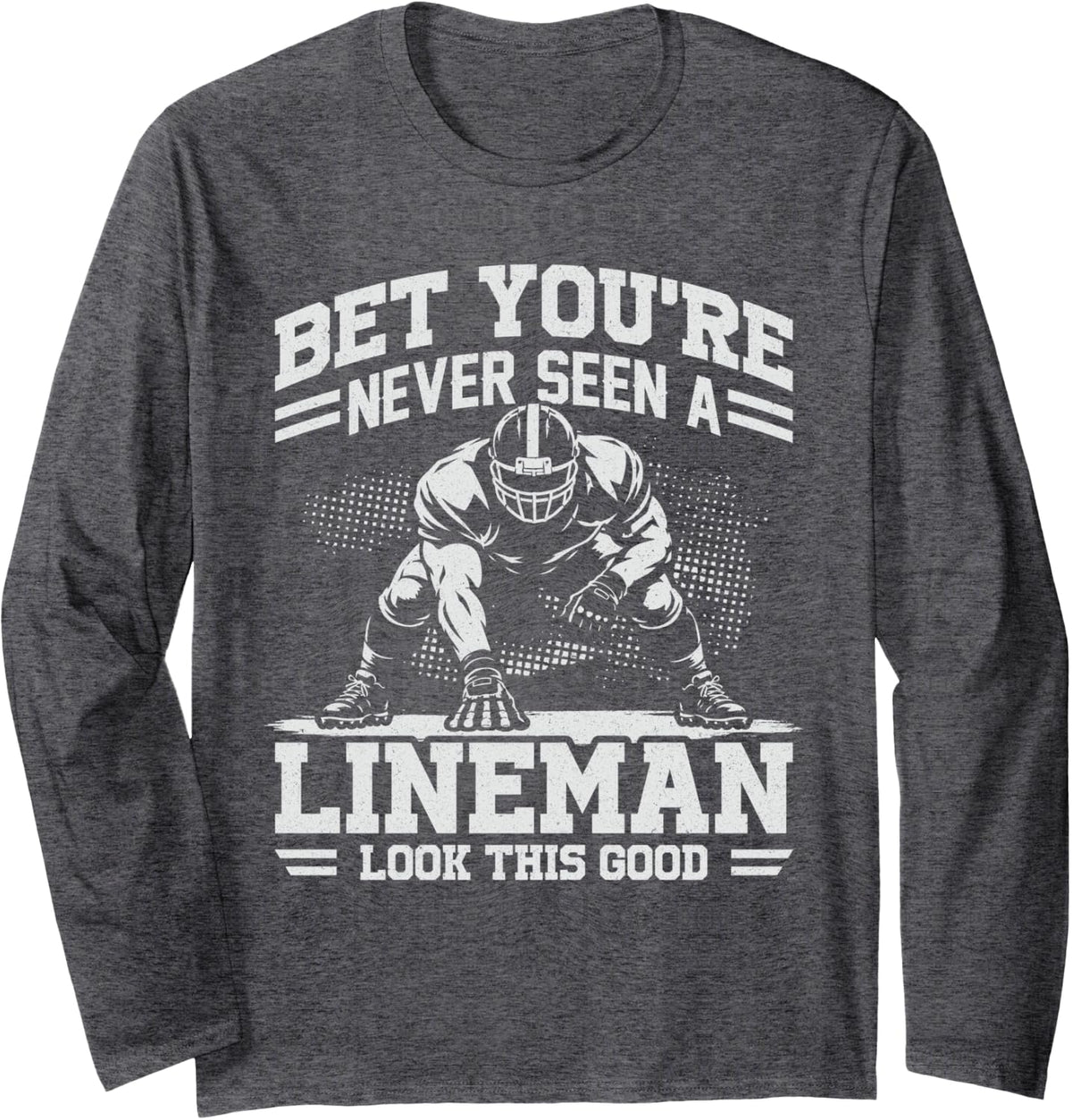 Offensive Lineman Football Player Position Performance Gifts Long Sleeve T-Shirt - Adult Unisex Dark Heather Grey