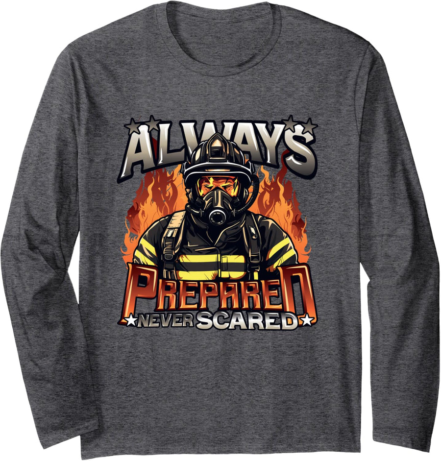 Fire Fighter Slogan Volunteer Firefighter Brave Firefighter Long Sleeve T-Shirt - Adult Unisex Dark Heather Grey