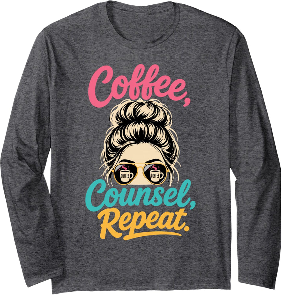 Woman School Counselor Female Counseling Long Sleeve T-Shirt - Adult Unisex Dark Heather Grey