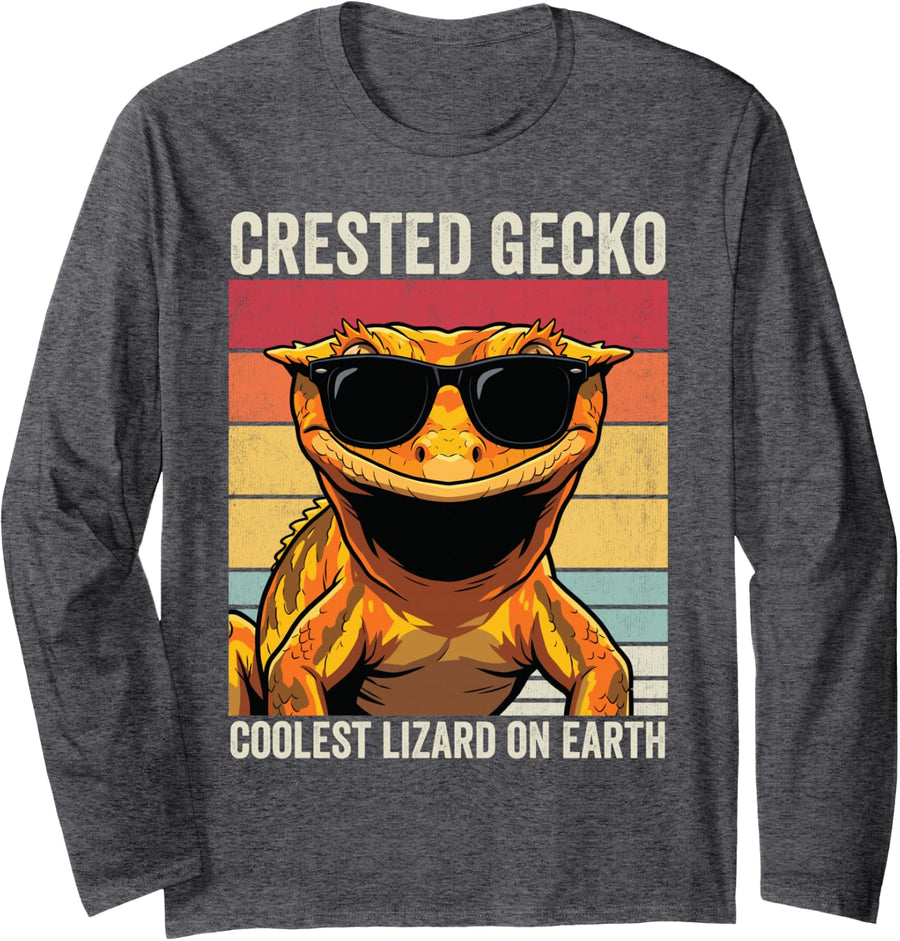 Crested Gecko Coolest Lizard On Earth, Crested Gecko Long Sleeve T-Shirt - Adult Unisex Dark Heather Grey
