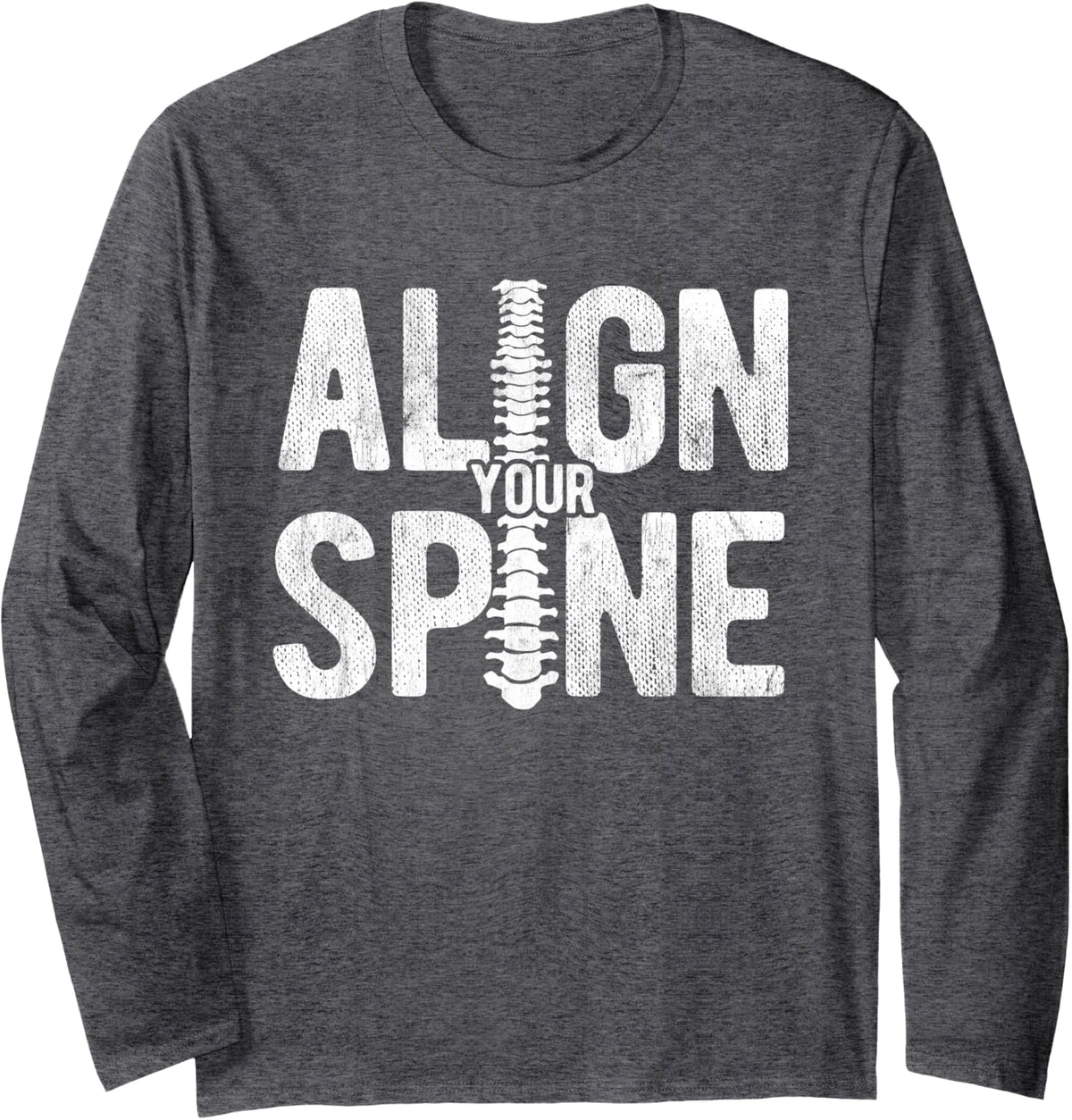Align Your Spine Chiropractic Chiropractor Long Sleeve T-Shirt - Adult Unisex Dark Heather Grey