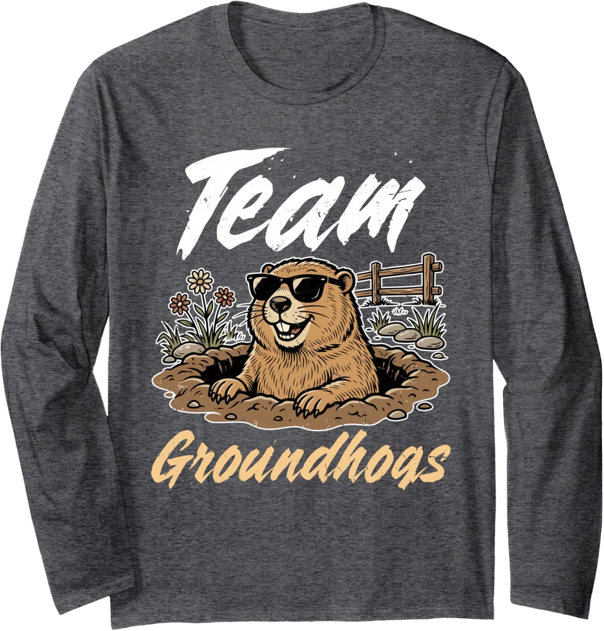 Team Groundhogs Weather Day Celebration Long Sleeve T-Shirt - Adult Unisex Dark Heather Grey
